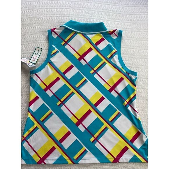 LILLIE GREEN WOMEN’S LARGE Rib Trim Sleeveless Polo Shirt - Picture 6 of 6